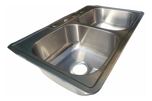 Out Pileta Bacha Doble Cocina Acero Inoxidable 84cm 1