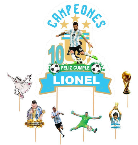 Diseños Fely Adorno Torta Cake Topper Messi Campeón Argentina Qatar 1