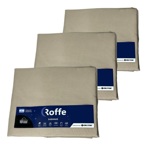 Pack of 3 Adjustable Queen Size Sheets 220 X 240 Cm - Roffe 53