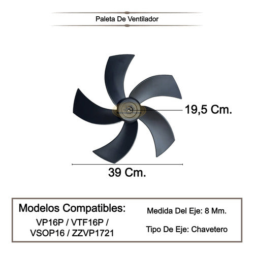 Liliana Paleta De Ventilador VP1721 Original De 16 Pulgadas 1