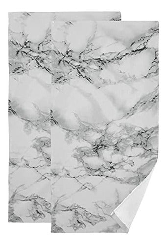 Giwawa Marble Bath Towel Set - 2 Absorbent White Marble Towels 0