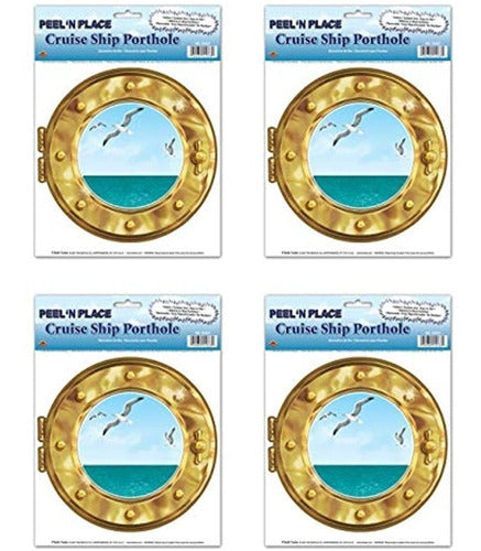 Beistle Cruise Ship Porthole Peel 'N Place 4 Piezas World Tr 0