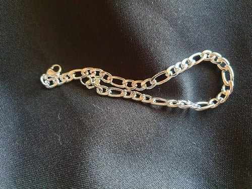 18k White Gold Figaro Anklet Bracelet 18cm x 5mm Unisex 5