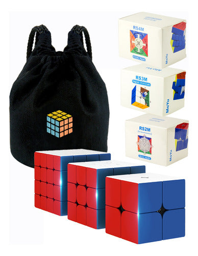 Moyu Pack 3 Cubos RS2M V2 RS3M RS4M Magnéticos 2x2 3x3 4x4 0