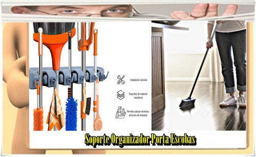 Wall Mounted Organizer for Brooms, Bats, Golf Clubs, etc 2