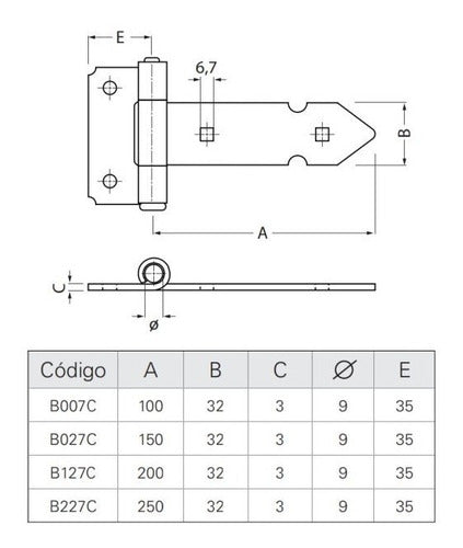 Bisagra Hierro Base Corta 150 Mm Puerta Casa Postigones 4