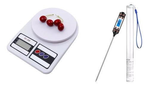 Digital Kitchen Scale 1g 10kg + Precision Cooking Thermometer Set 0