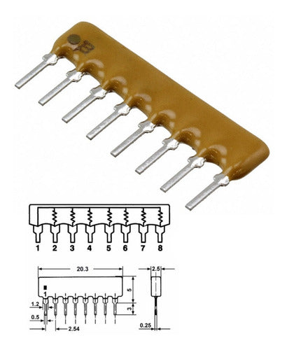 Bourns X5 4608-1-472 Array 7 Resistencias + 1 Comun 4k7 8 Pines 1