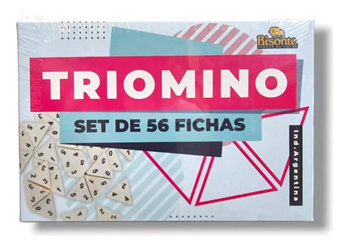 Juego Triomino De Mesa 56 Fichas Domino Triangular Bisonte 0