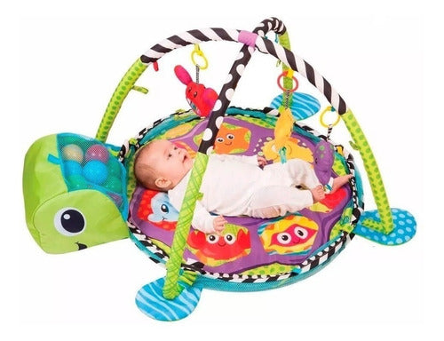3-in-1 Baby Gym Playmat with Soft Blanket and Mobile Turtle 1