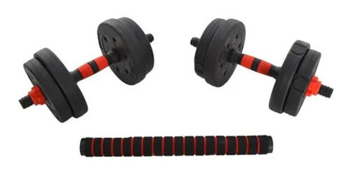 ALVAREZWEB FITNESS 10 Kg. Dumbbell Set with Adapter Bar and PVC Discs 2