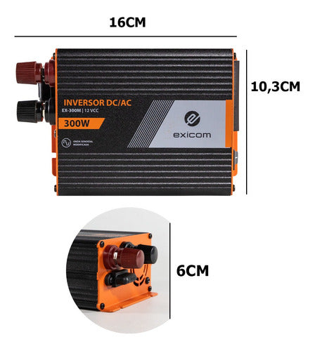 Exicom EX-300 300W Power Inverter Converter 12V to 220V for TV and Cell Phone 1