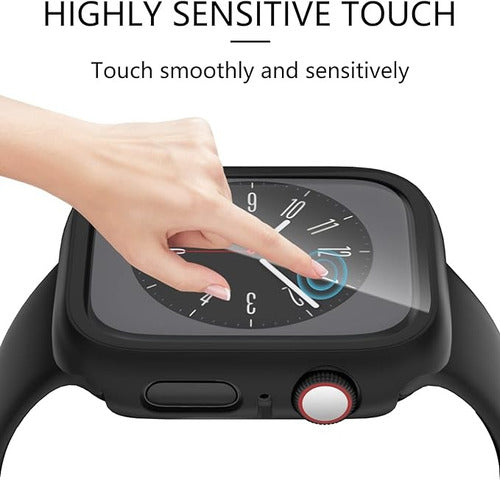 BOGOH Official 2-in-1 Glass Protector Case Compatible with Apple Watch 45mm 4