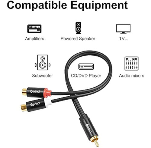 Devinal Rca Y Cable, 1 Divisor Rca Macho A 2 Hembra, Adaptad 1