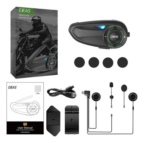 Intercomunicador Ejeas Q8 Moto Bluetooth 6 Cascos Motoscba 1