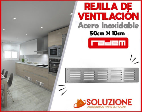 Radem Rejillas Para Ventilación Muebles, Hogar Acero Inox. 50 X 10 1