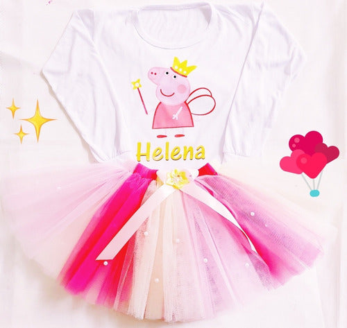 Mayatutu.ar Peppa Pig Costume, Tutu with Customized T-Shirt 0