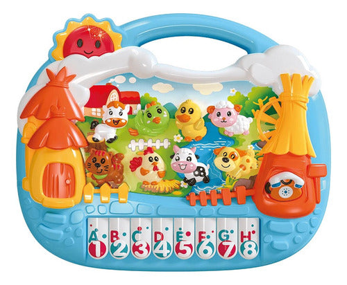 Teclado Infantil Musical Fazendinha Com Som E Luz Dm Toys 0