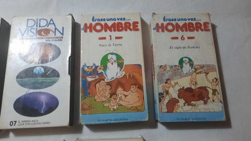 Lote 9 Vhs Video Dida Visión Y Erase Una Vez El Hombre 2