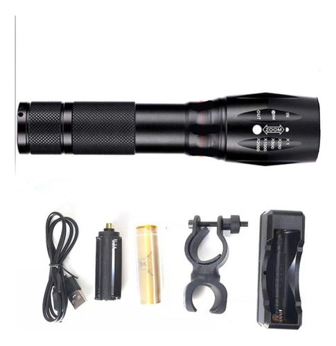 Planet Azul SRL Tactical LED Flashlight 13cm Rechargeable Zoom 0