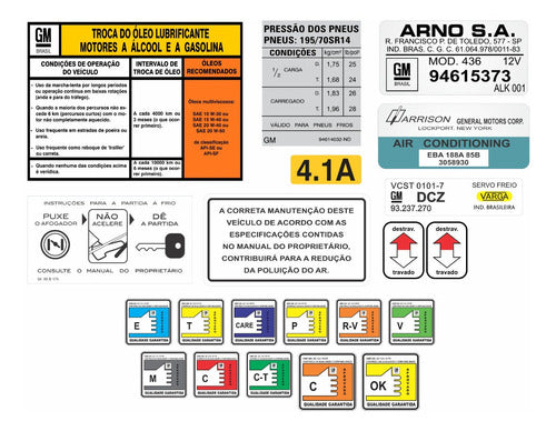 Kit Adesivos Instrução Motor Selo Opala 6cc Álc 86 Opl38 Fgc 0