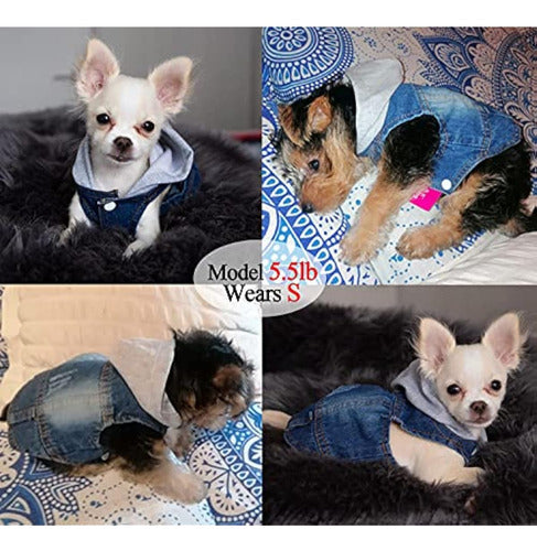 Generic Ropa Para Mascotas, Chaqueta De Mezclilla Con Capucha Azul Fresco 4