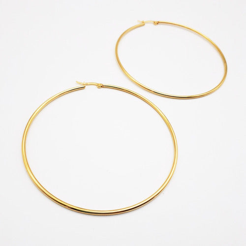 Special Offer! One Pair of Large Golden Hoop Earrings Surgical Steel 2