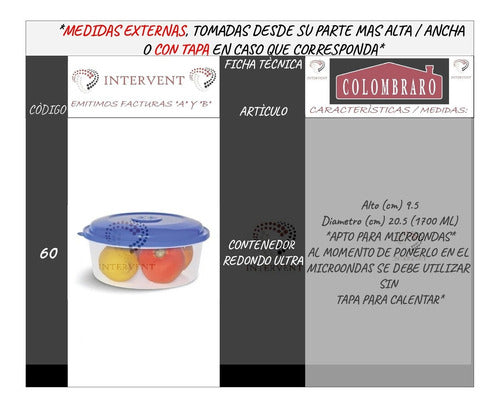 Colombraro Set X 6 Round Ultra Container 1700 Ml 1