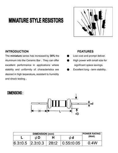 Cosonic Metal Film Resistor 1% 1M Ohms 0.4W Pack of 100 2