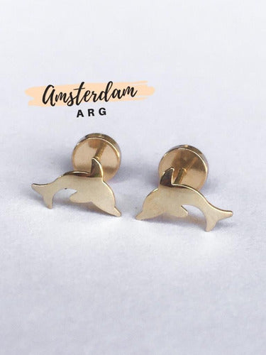 18kt Gold Open Hoop Earrings Brand CH Dolphin 156 1