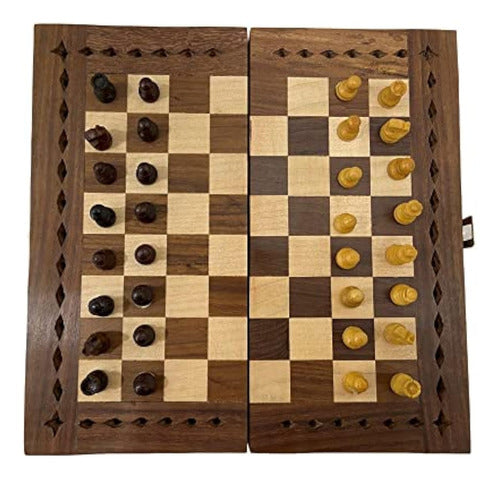 Handmade Wooden Magnetic Chess Set - 8 Inches 4