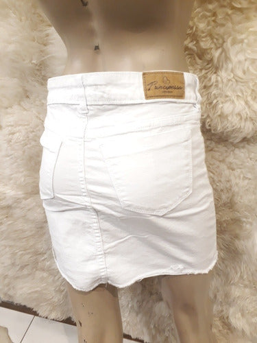 Principessa White Distressed Denim Skirt 4