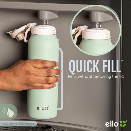 Ello Pop & Fill Stainless Steel Water Bottle, Double Wall, 63cm³ with Lid 1