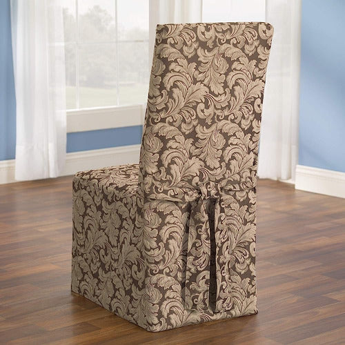 Ajuste Seguro Scroll  Funda Silla De Comedor  Borgoña Sf3546 2