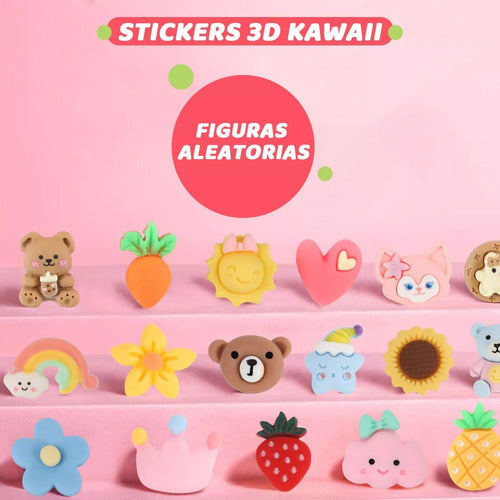 Brother's Bazar Set of 16 Random 3D Relief Kawaii Stickers 1