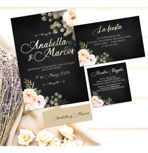 Entre Tintas y Papeles Customizable Wedding Invitation Card Set 6