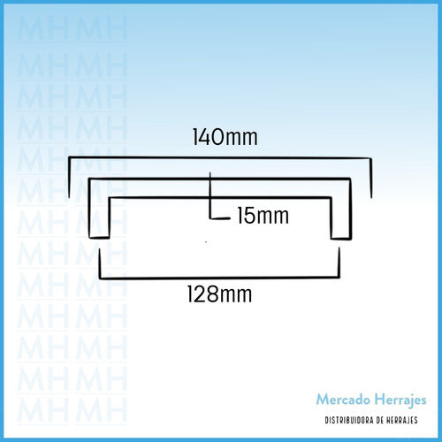 Mercado Herrajes Manija U Arco Recto 128x15 Mm Aluminio Negro Mueble Cajón 1