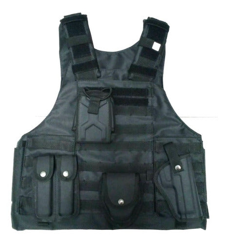 Tactical MOLLE Plate Carrier Vest Black Ops with Accessories 22