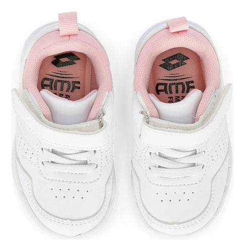 Lotto Set Ace Amf Xviii Velcro Girls' Sneakers in White and Pink 3