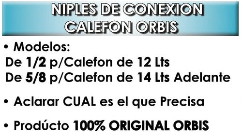 Niples Niple De Conexion Original Calefon Orbis 1/2---5/8 4