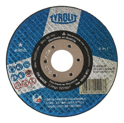 Tyrolit Cutting Disc 222899 Basic 115 X 1.6 X 22.23 Tyrolit X25u 0