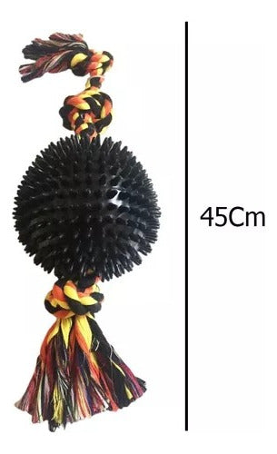 Pet Toy Set Black Ball Rope Puller 3 Knots Large 5