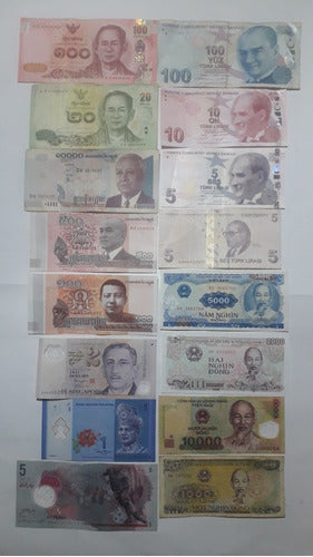 Lote Coleccionable 16 Billetes Sin Repetir Asia Y Europa 0