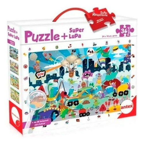 Puzzle Gigante Monstruos 36 Piezas + Super Lupa Busca Antex. 0