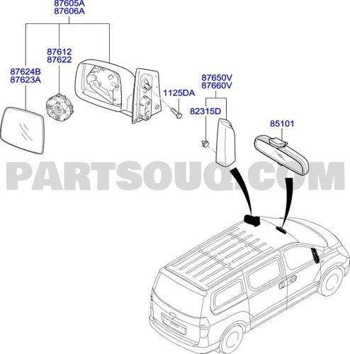 Hyundai Left Mirror Glass H1 2008 Onwards 1