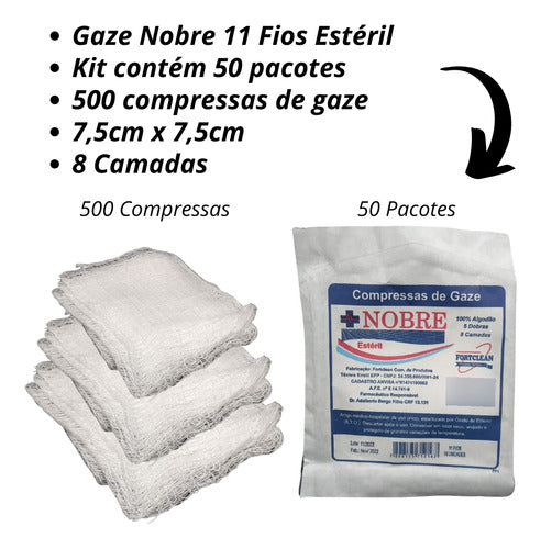 Compressas Gazes Esteril 11 Fios Pacote C/ 500 Gaze Curativo 1