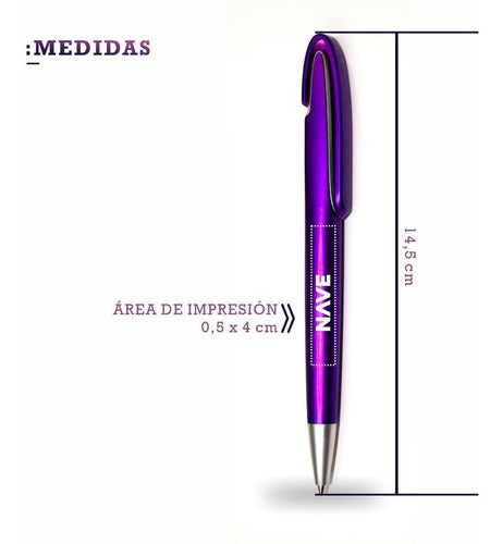 Nave Grafica Customizable Retractable Purple Pens X50 4