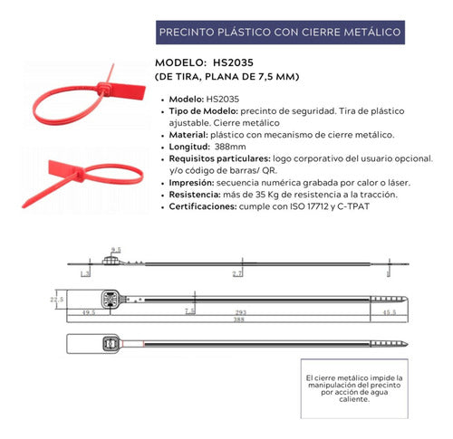 Precinto De Seguridad Con Cierre Metálico De 38cm. X 1000u. 3