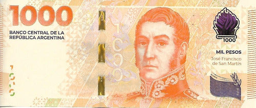 Billete Capicua 1000 Pesos San Martin  Mb+ Palermo 1