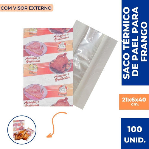 Saco De Papel Térmico Para Frango C/ Visor 100 Unidades 1